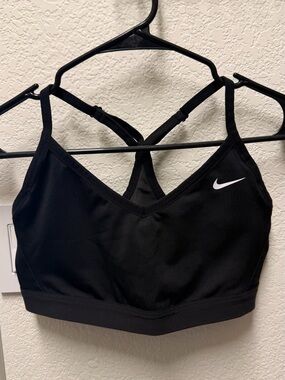 Nike Black Strappy Sports Bra with White Swoosh